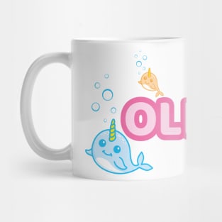 Personalised 'Olivia' Narwhal (Sea Unicorn) Design Mug